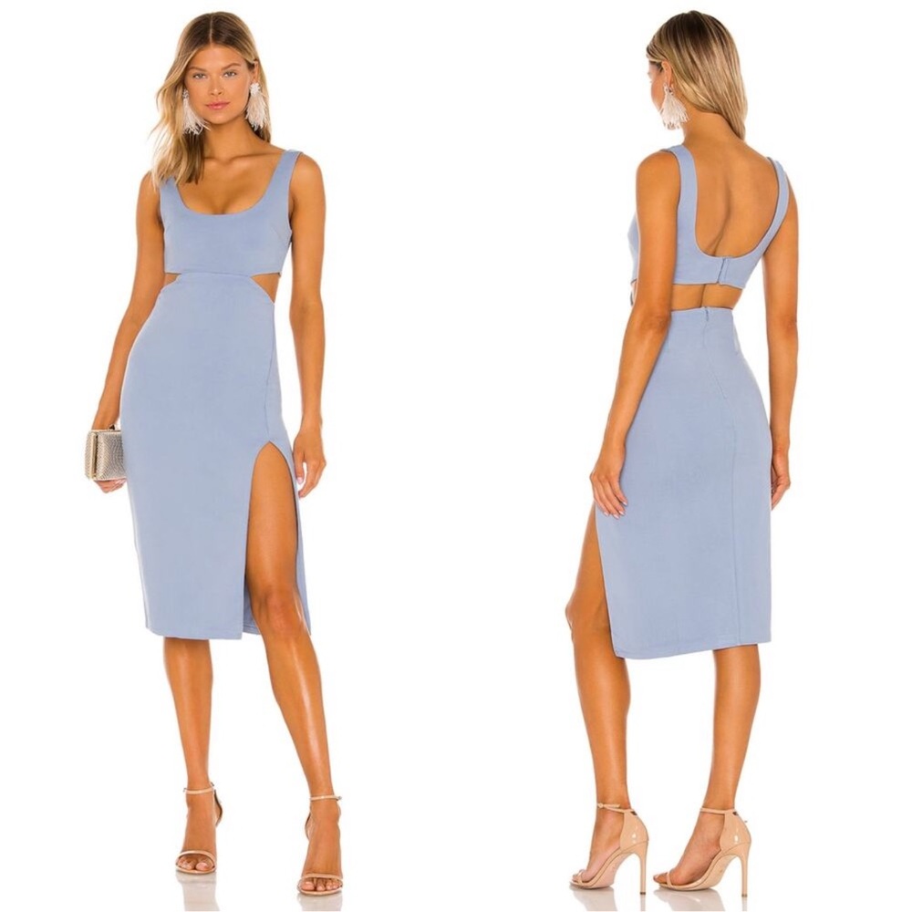 NWT Lovers and Friends Titus MIDI Dress in Baby Blue Size Sall